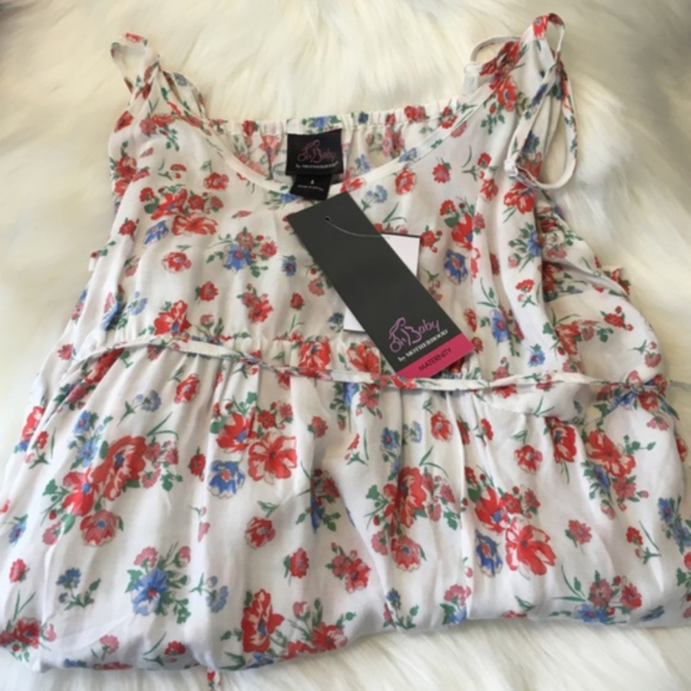 SOLD Oh baby Motherhood Maternity Tank Sz L Floral - Picture 3 of 4